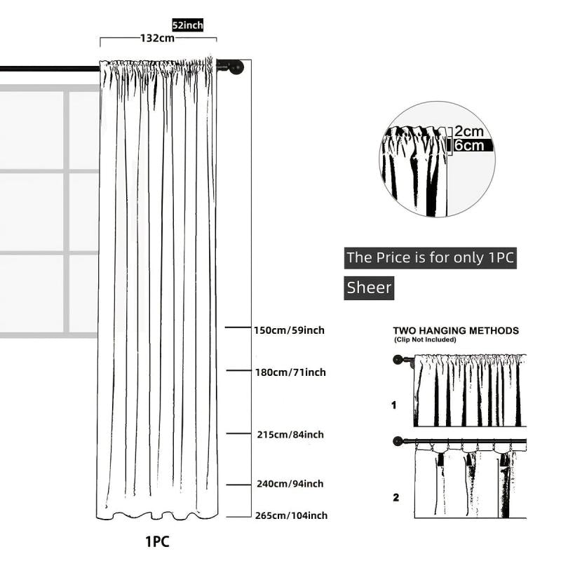 Translucent Sheer Curtain with Rod Pocket for Home Decor