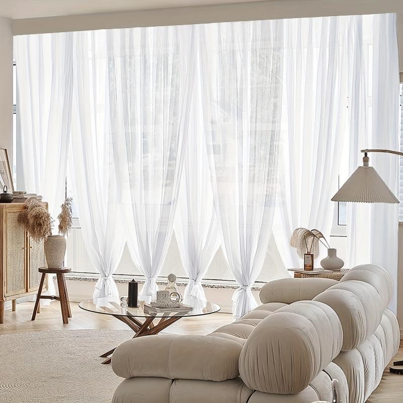 Translucent Sheer Curtain with Rod Pocket for Home Decor