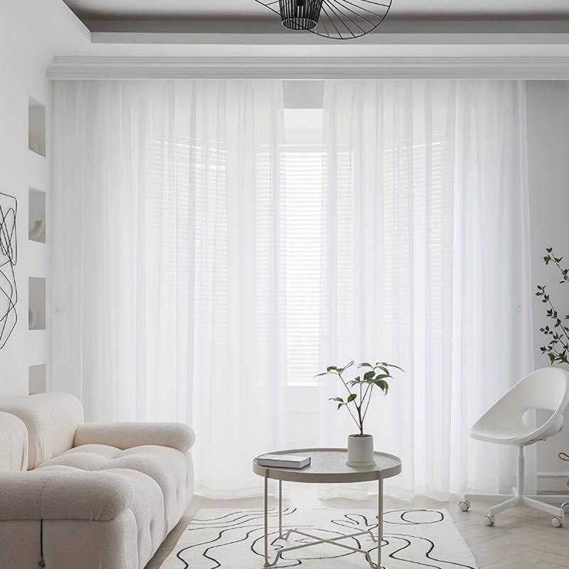 Translucent Sheer Curtain with Rod Pocket for Home Decor