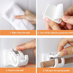 4pcs Adhesive Curtain Rod Holders Easy Installation Secure Grip