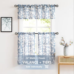 Leaf Printed Cafe Curtain Short Curtain for Kitchen Bathroom