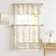 Leaf Printed Cafe Curtain Short Curtain for Kitchen Bathroom