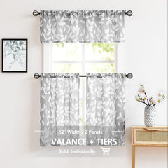 Leaf Printed Cafe Curtain Short Curtain for Kitchen Bathroom