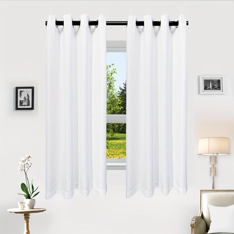 Sequined Grommet Top Panel Curtains for Home Decor