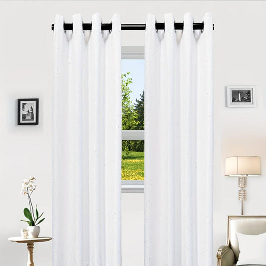 Sequined Grommet Top Panel Curtains for Home Decor