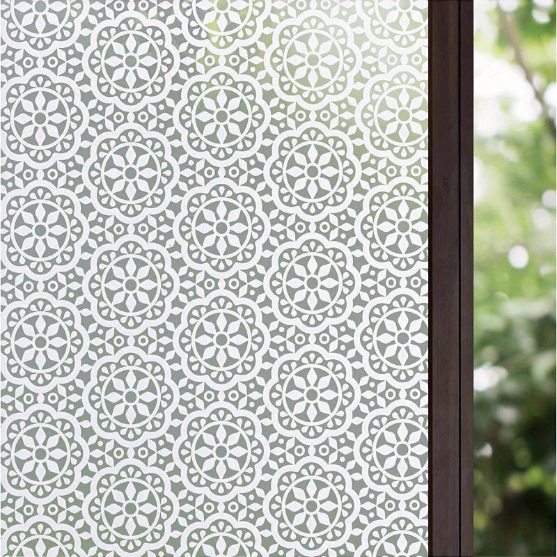 Decorative Privacy Window Film Static Cling Vinyl Anti UV Stained Glass Effect