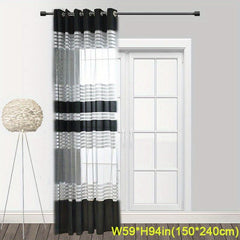 Geometric Sheer Tulle Curtains for Living Room, Sliding Doors - Modern Design