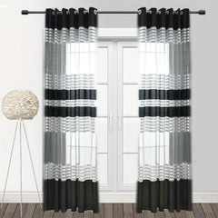 Geometric Sheer Tulle Curtains for Living Room, Sliding Doors - Modern Design