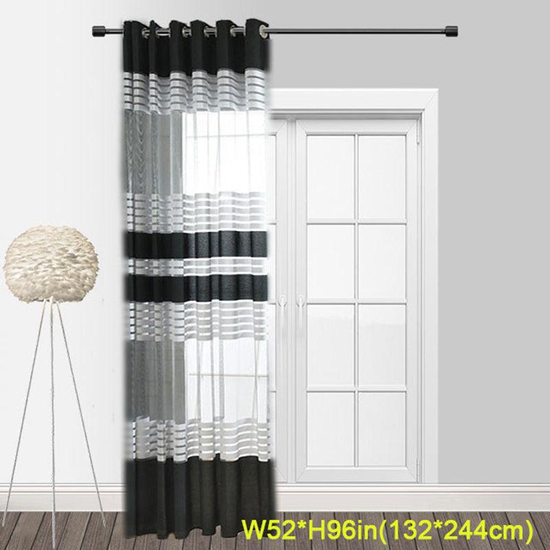 Geometric Sheer Tulle Curtains for Living Room, Sliding Doors - Modern Design