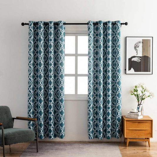 Blackout Printed Curtain Room Darkening Thermal Insulated Grommet Top Curtain