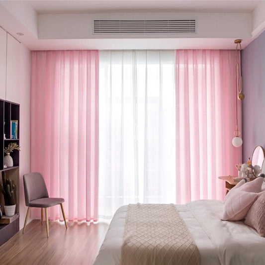 Stripe Pink Semi Sheer Blackout Curtains for Bedroom and Living Room