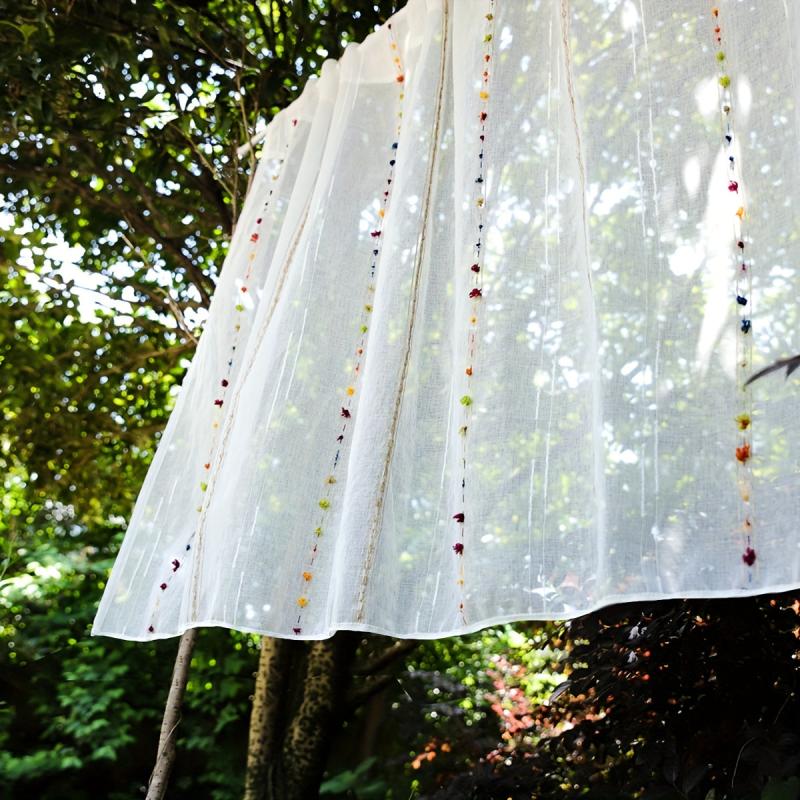 1pc Fresh And Rod Pocket Curtain Vertical Striped Small Window Curtain
