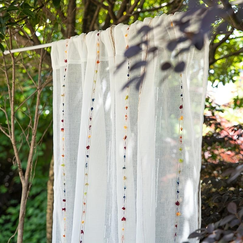 1pc Fresh And Rod Pocket Curtain Vertical Striped Small Window Curtain