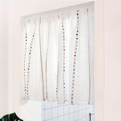 1pc Fresh And Rod Pocket Curtain Vertical Striped Small Window Curtain