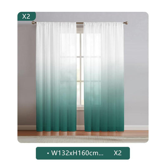 2 Panels Gradient Rod Pocket Sheer Curtains for Home