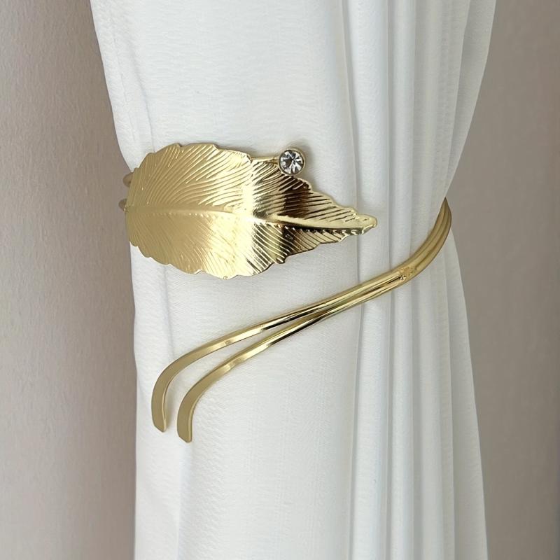 Crystal Leaf Alloy Curtain Clips - Easy Installation