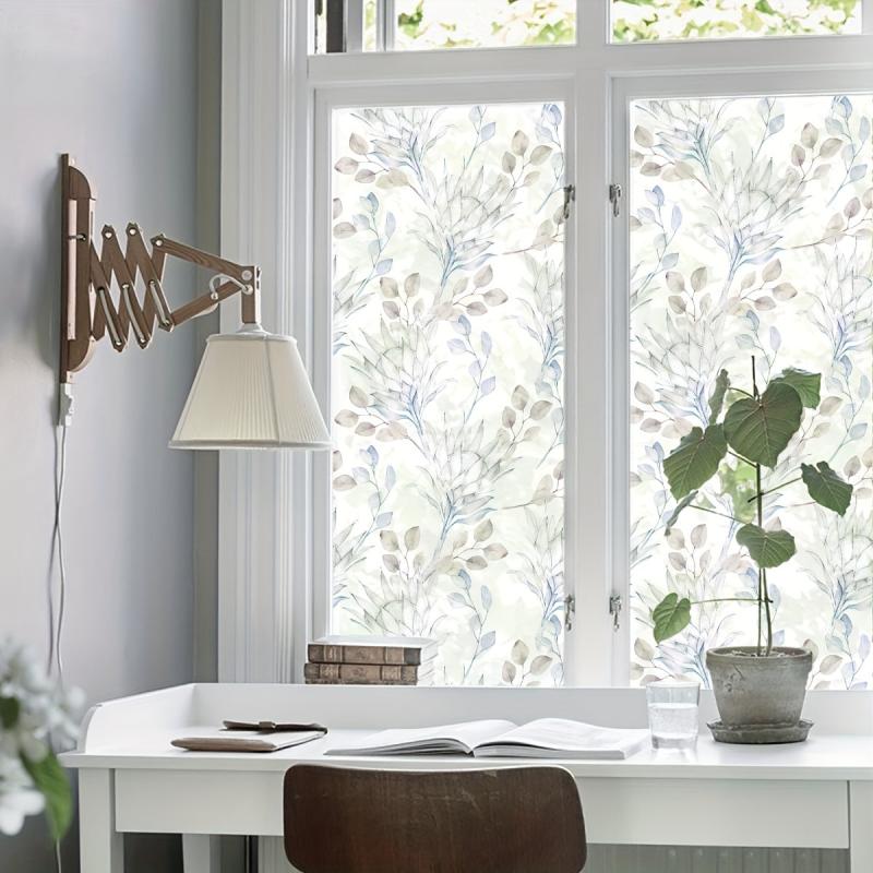 Watercolor Flower Pattern Window Film - Frosted Sticker for Privacy