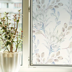 Watercolor Flower Pattern Window Film - Frosted Sticker for Privacy