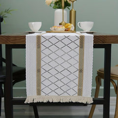 Boho Table Runner with Tassels for Rustic Weddings