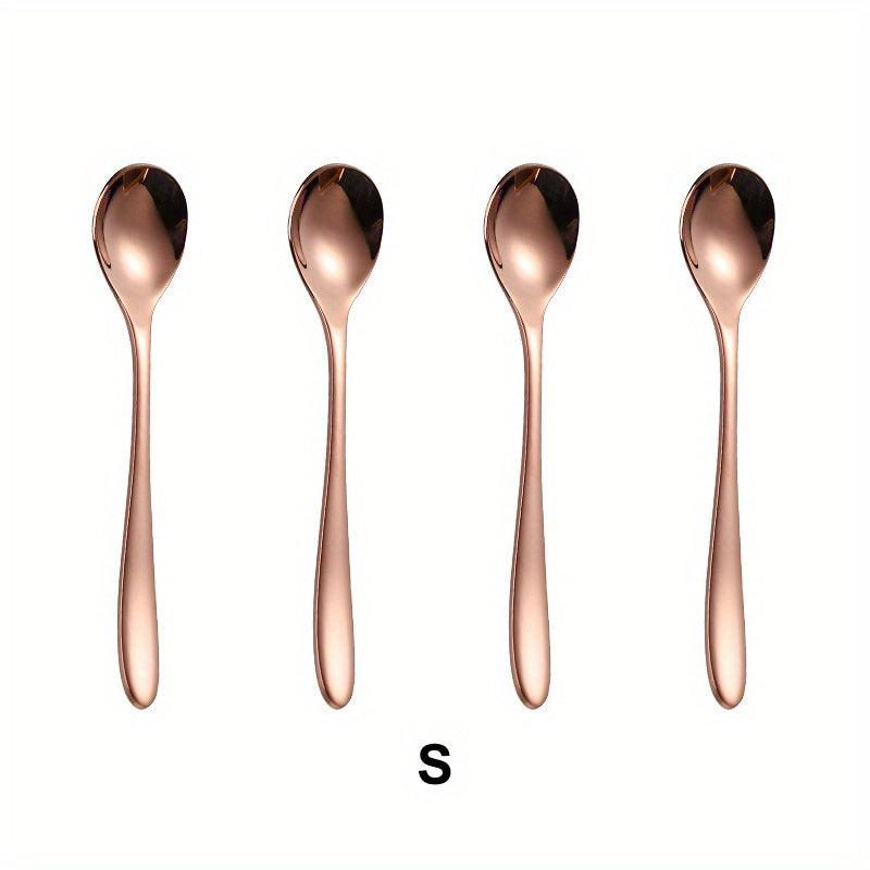 4pcs Stainless Steel Dessert Spoon Modern Stirring Reusable Ice Cream Spoon