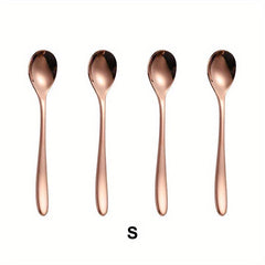 4pcs Stainless Steel Dessert Spoon Modern Stirring Reusable Ice Cream Spoon