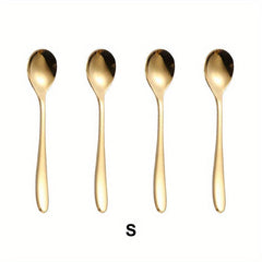 4pcs Stainless Steel Dessert Spoon Modern Stirring Reusable Ice Cream Spoon