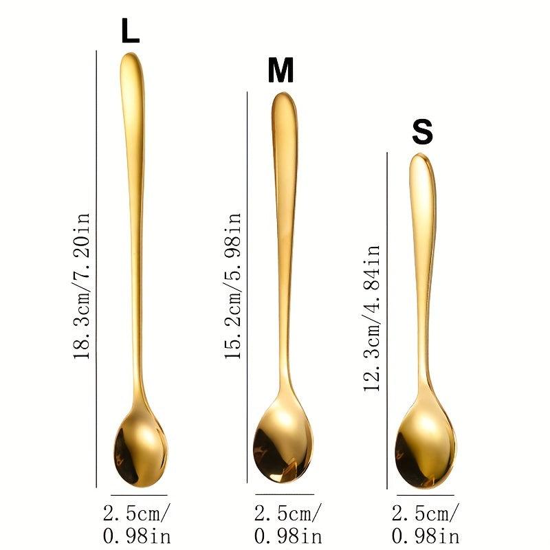 4pcs Stainless Steel Dessert Spoon Modern Stirring Reusable Ice Cream Spoon