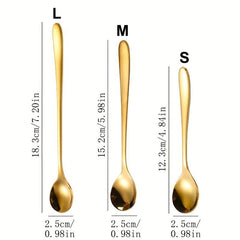 4pcs Stainless Steel Dessert Spoon Modern Stirring Reusable Ice Cream Spoon