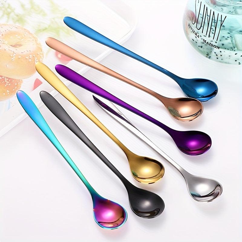 4pcs Stainless Steel Dessert Spoon Modern Stirring Reusable Ice Cream Spoon