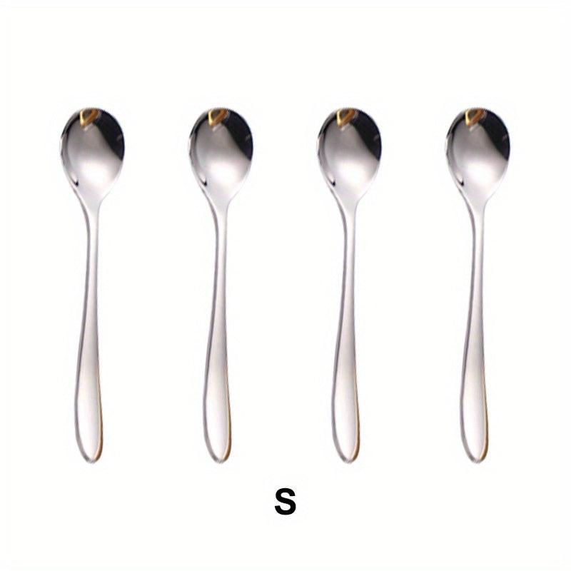 4pcs Stainless Steel Dessert Spoon Modern Stirring Reusable Ice Cream Spoon