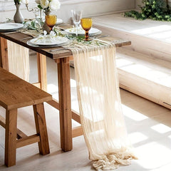 Boho Cheesecloth Table Runner for Wedding Bridal Shower Holiday