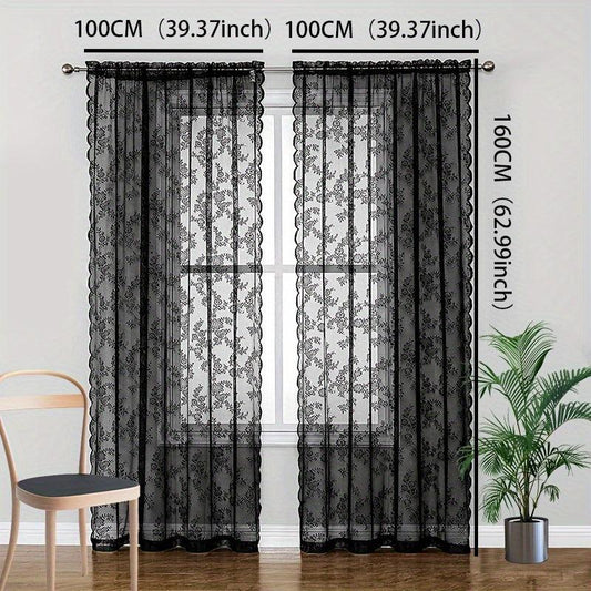 Floral Rose Embroidered Lace Curtains for Elegance in Living Room Bedroom Office