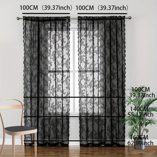 Floral Rose Embroidered Lace Curtains for Elegance in Living Room Bedroom Office