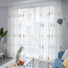 Sheer Wheat Ear Embroidered Curtain for Living Room Bedroom