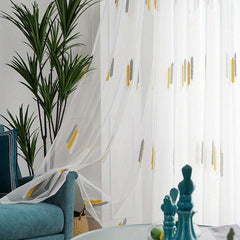 Sheer Wheat Ear Embroidered Curtain for Living Room Bedroom
