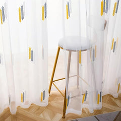Sheer Wheat Ear Embroidered Curtain for Living Room Bedroom