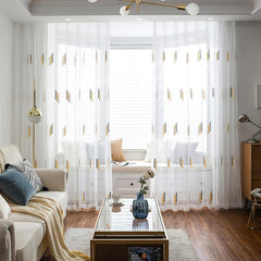 Sheer Wheat Ear Embroidered Curtain for Living Room Bedroom