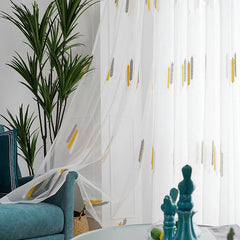 Sheer Wheat Ear Embroidered Curtain for Living Room Bedroom