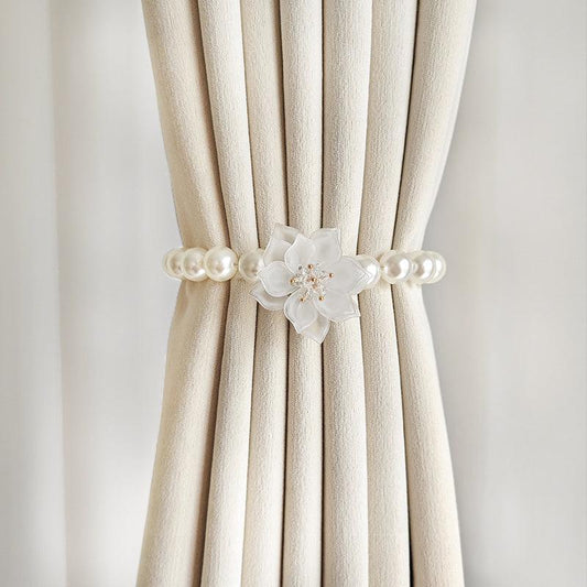 Faux Pearl Curtain Strap French Buckle & Curtain Holdback