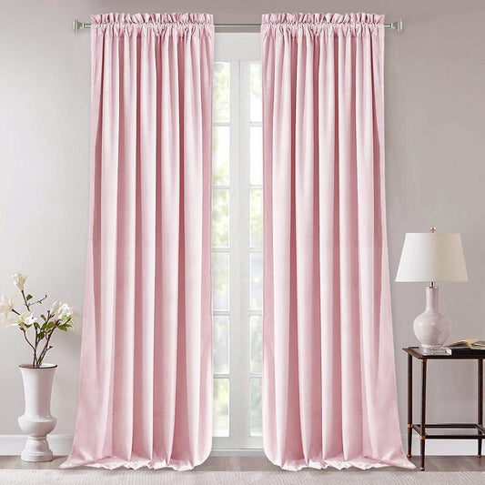 Velvet Pink Blackout Curtain for Home Decor