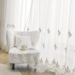 French Embroidery Sheer Curtain European Small Flower Embroidery