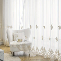 French Embroidery Sheer Curtain European Small Flower Embroidery