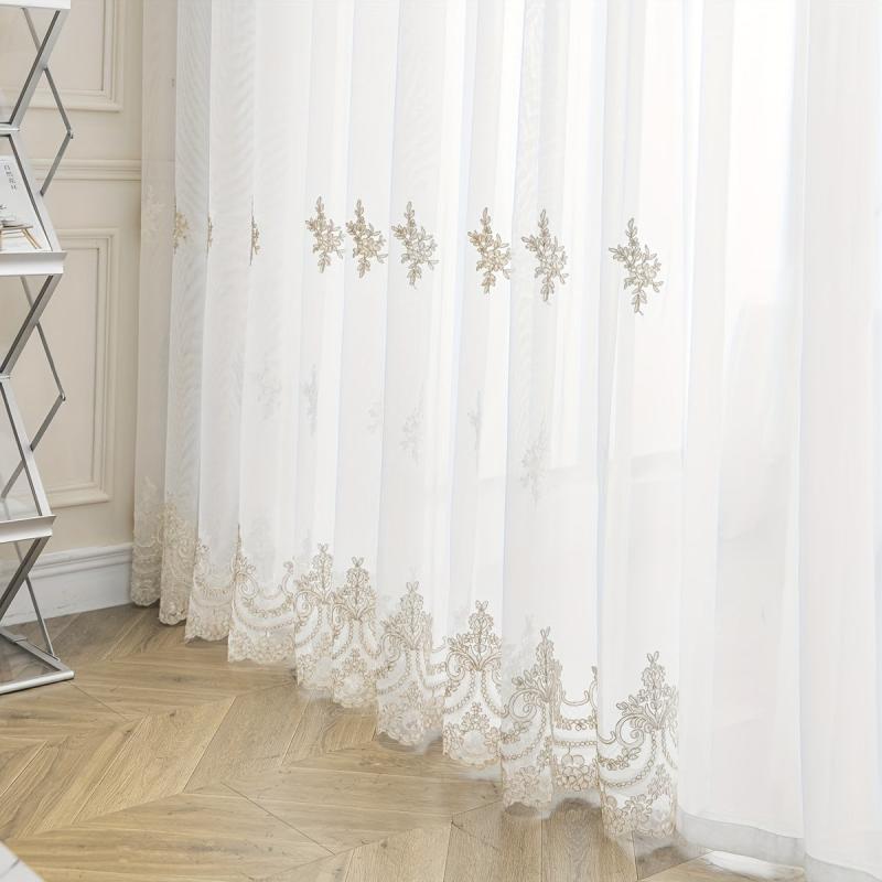 French Embroidery Sheer Curtain European Small Flower Embroidery