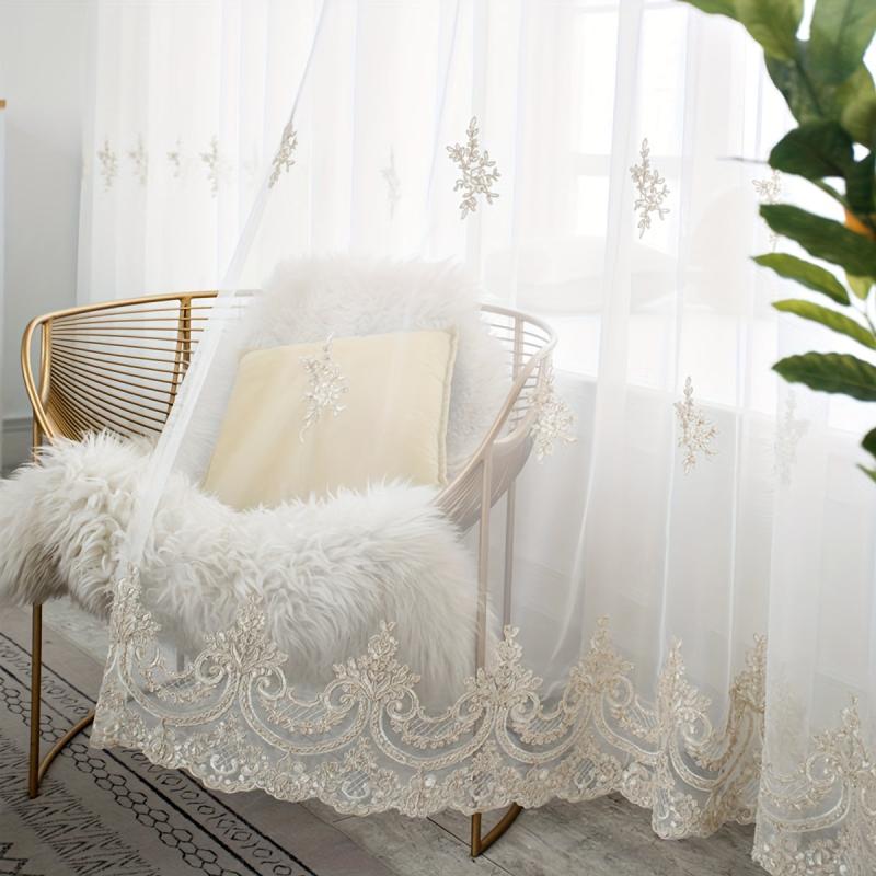 French Embroidery Sheer Curtain European Small Flower Embroidery