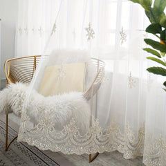 French Embroidery Sheer Curtain European Small Flower Embroidery