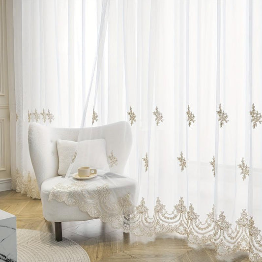 French Embroidery Sheer Curtain European Small Flower Embroidery