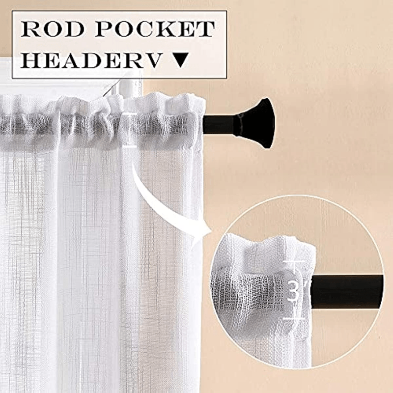 2pcs Boho Cafe Curtain Tiers 36 Inch Length Semi Sheer Small Kitchen Curtains