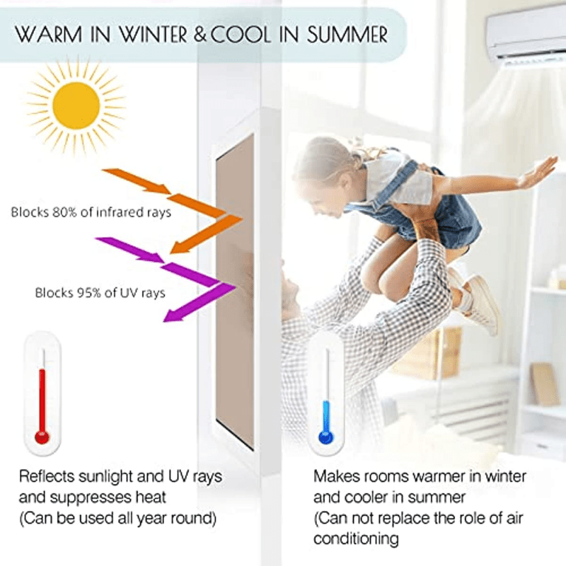 One Way Window Film Daytime Privacy Sun Blocking Heat Control Brown Silver