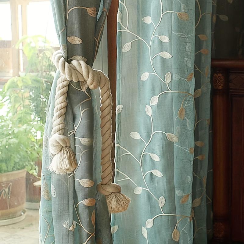 2pcs Cotton Curtain Tiebacks, Farmhouse Style Curtain Rope for Curtains