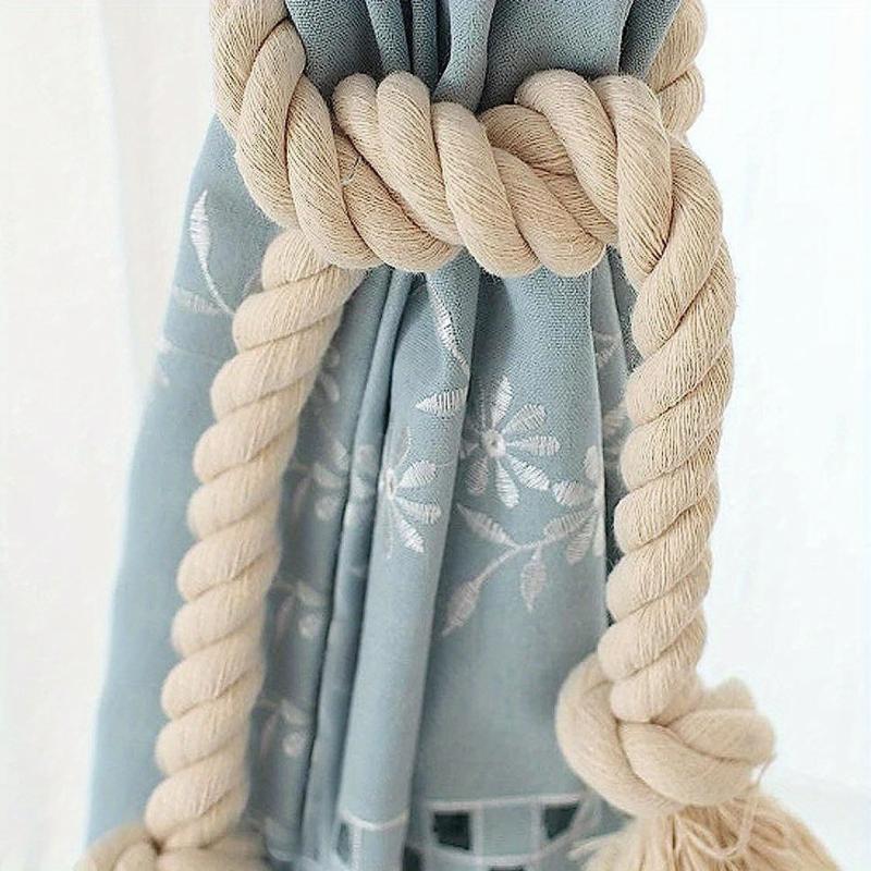 2pcs Cotton Curtain Tiebacks, Farmhouse Style Curtain Rope for Curtains